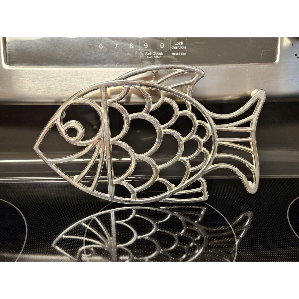 Vintage Leonard Silver Plated Fish Trivet Wall Hanging Made In Italy